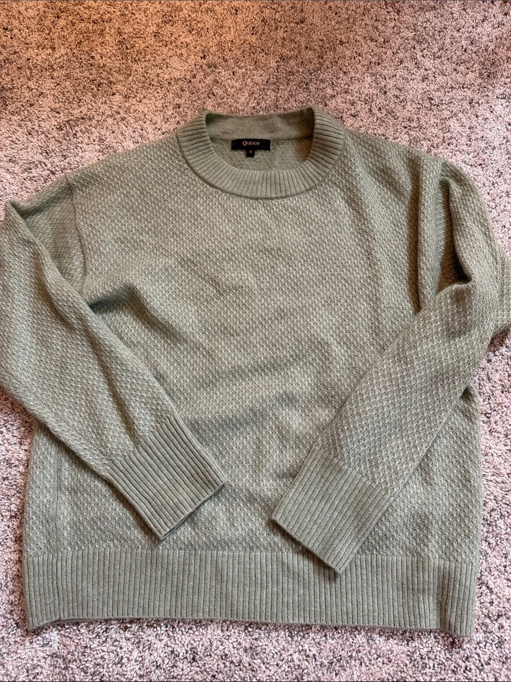 Quince Women’s Crewneck Textured Sweater - Sage Green - Small